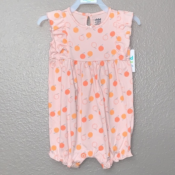 Carter’s baby girl Spring Summer romper Oranges Citrus print 12 months - Picture 2 of 10